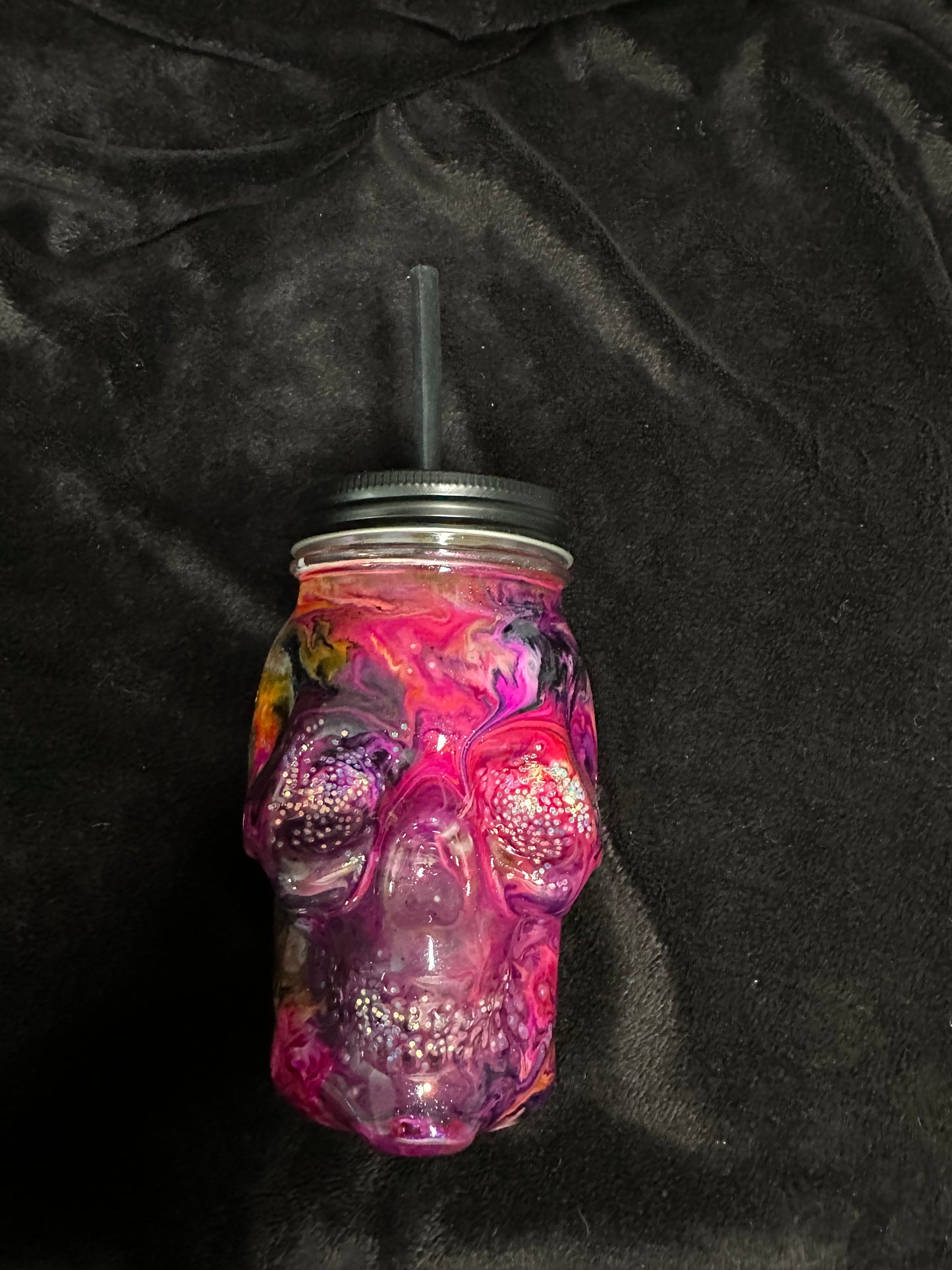 16oz Glass Skull Mason Jar