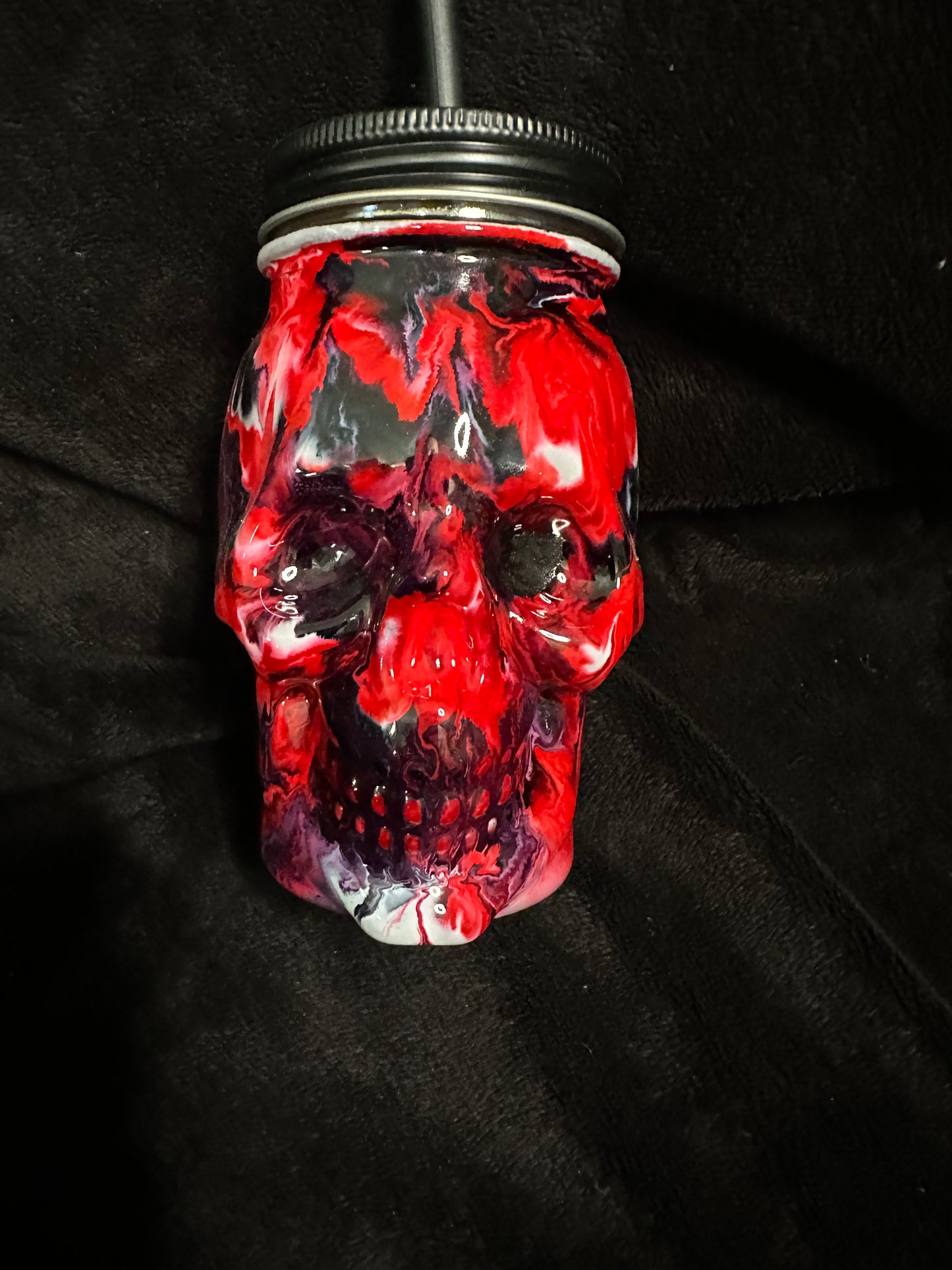 16oz Glass Skull Mason Jar