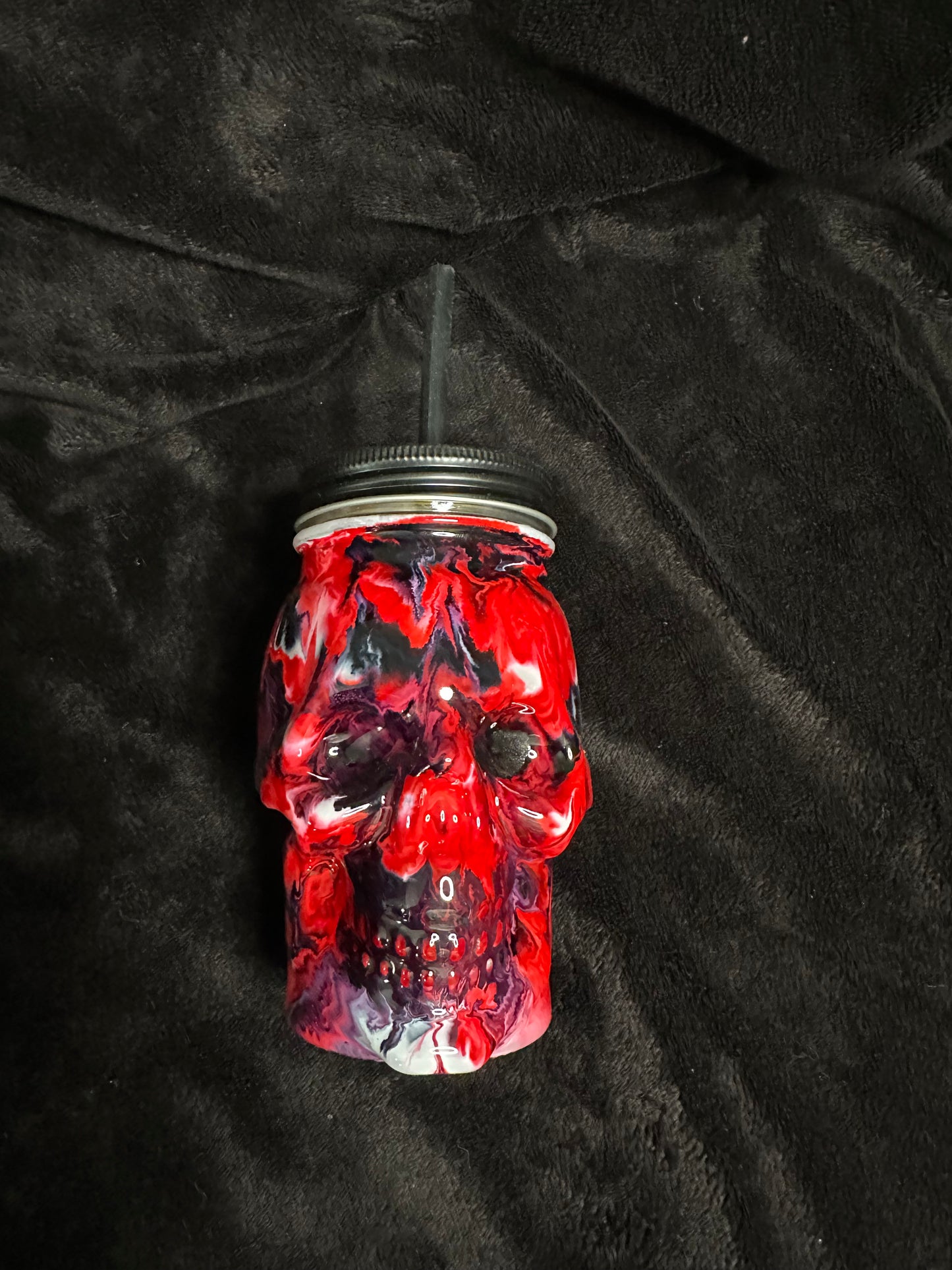 16oz Glass Skull Mason Jar